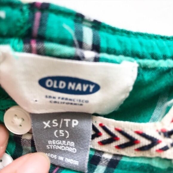 Old Navy green plaid crinkley blouse EUC XS(5T) - Picture 3 of 4